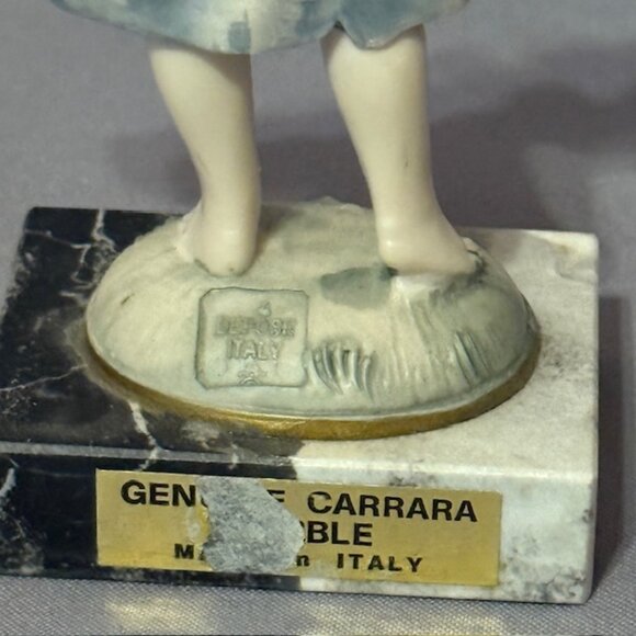 Roman Fontanini Figurine Italy Depose Simonetti Girl Marble Base Bread Basket - Picture 4 of 5